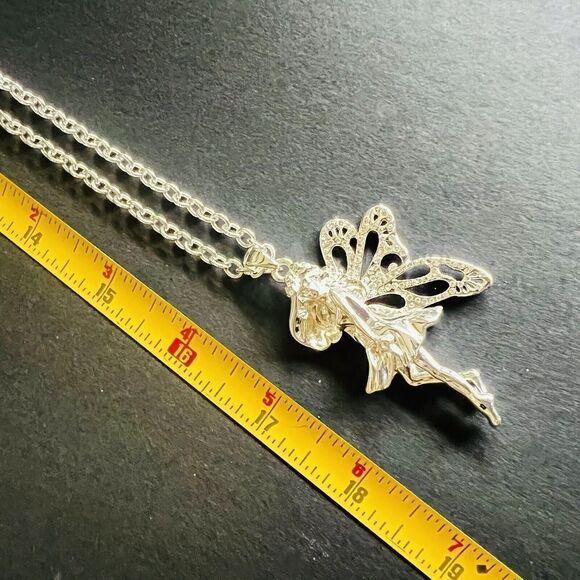 RARE Runway Agatha Paris Pixie Fairy Pendant France Bright Silver Necklace 1043 - Picture 10 of 11